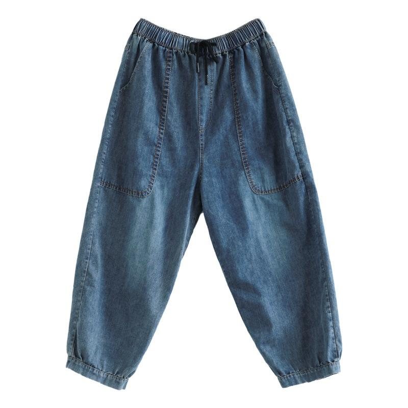 Løs Selvelastisk Midje Denim Harem Jeans