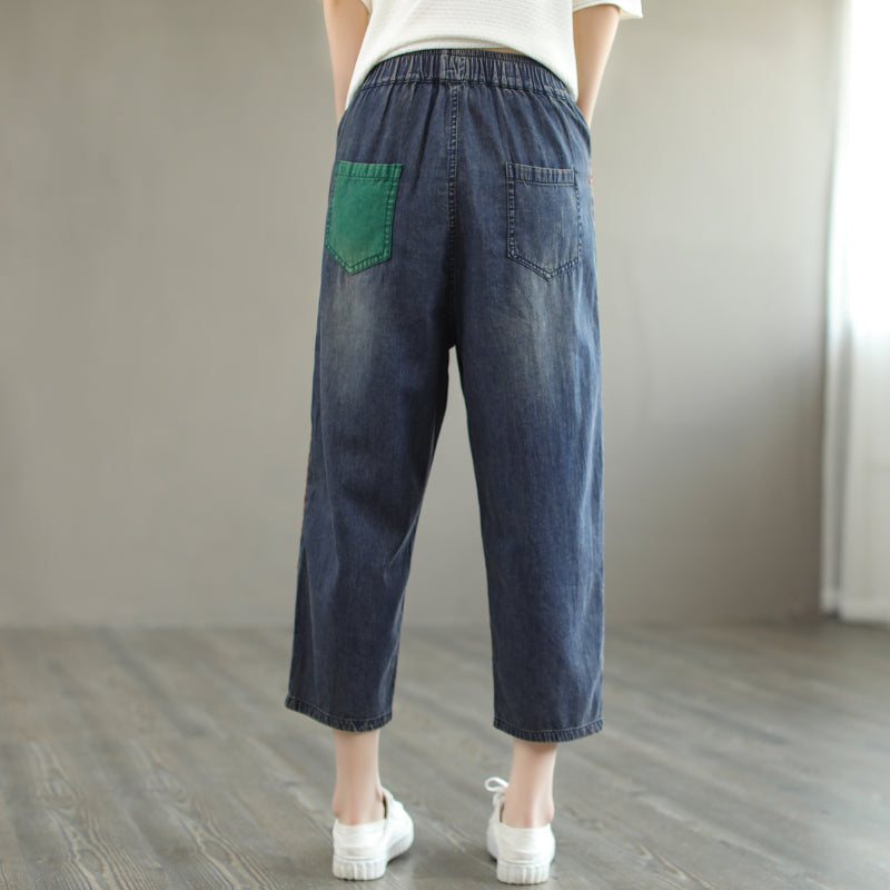 Sommer Kvinner Casual Løse Denim Harem Jeans