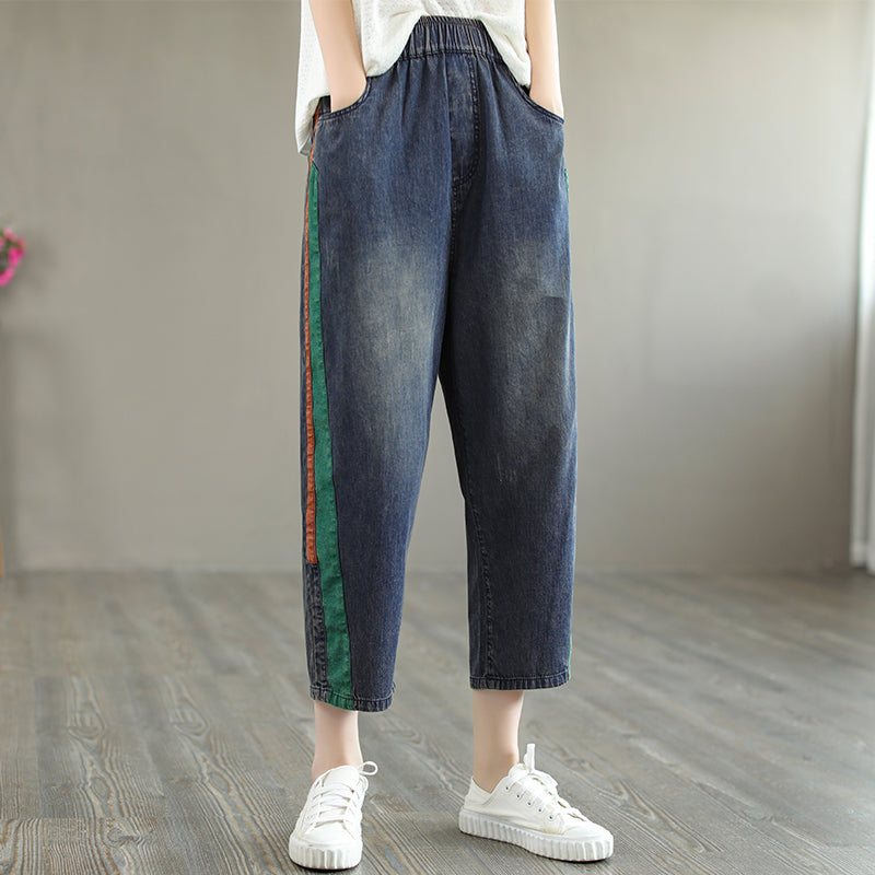 Sommer Kvinner Casual Løse Denim Harem Jeans