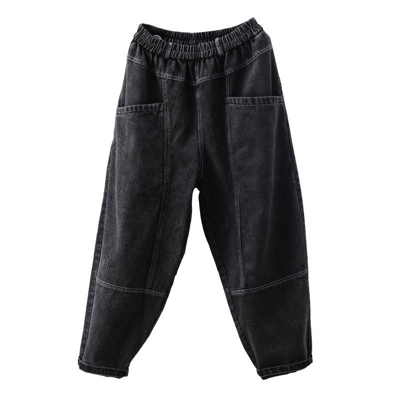 Vår Sommer Kvinner Retro Løse Cotton Jeans