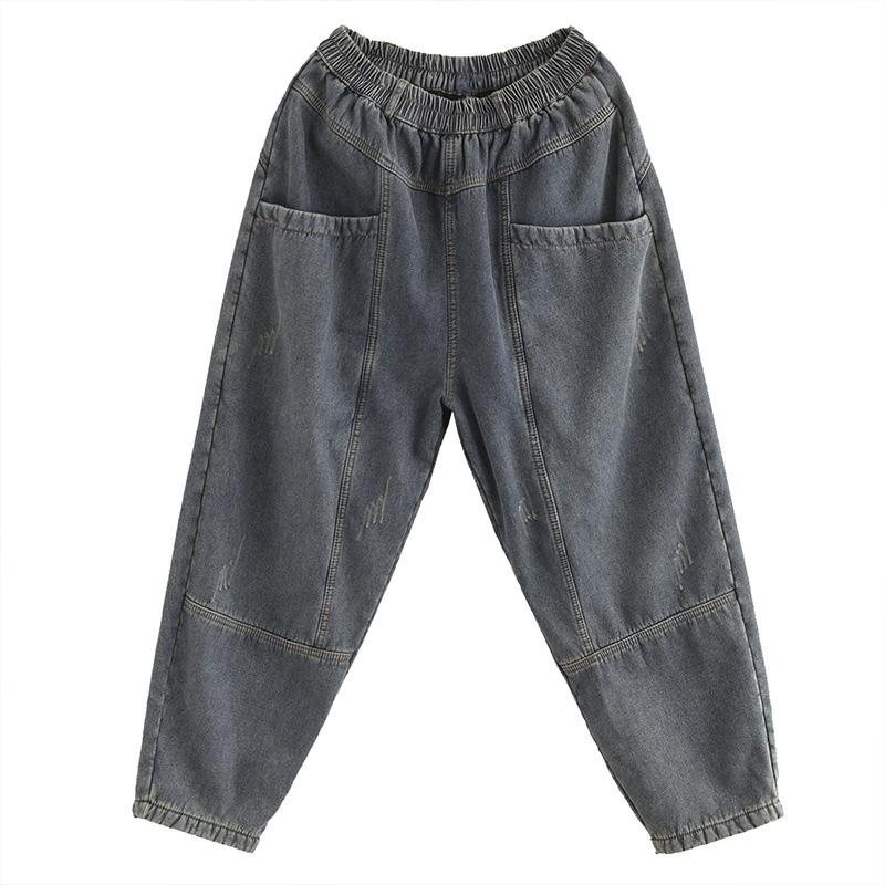 Vinter Retro Plysj Bomull Casual Harem Jeans