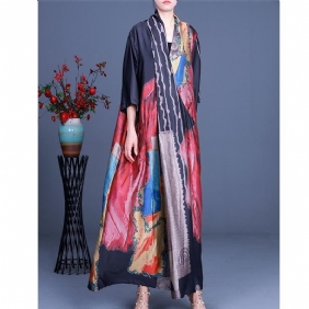 2022 Patchwork Print Mid Waist Silk Dress