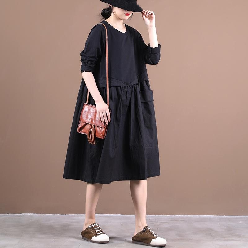 Autumn One Pocket Long Sleeve Dress