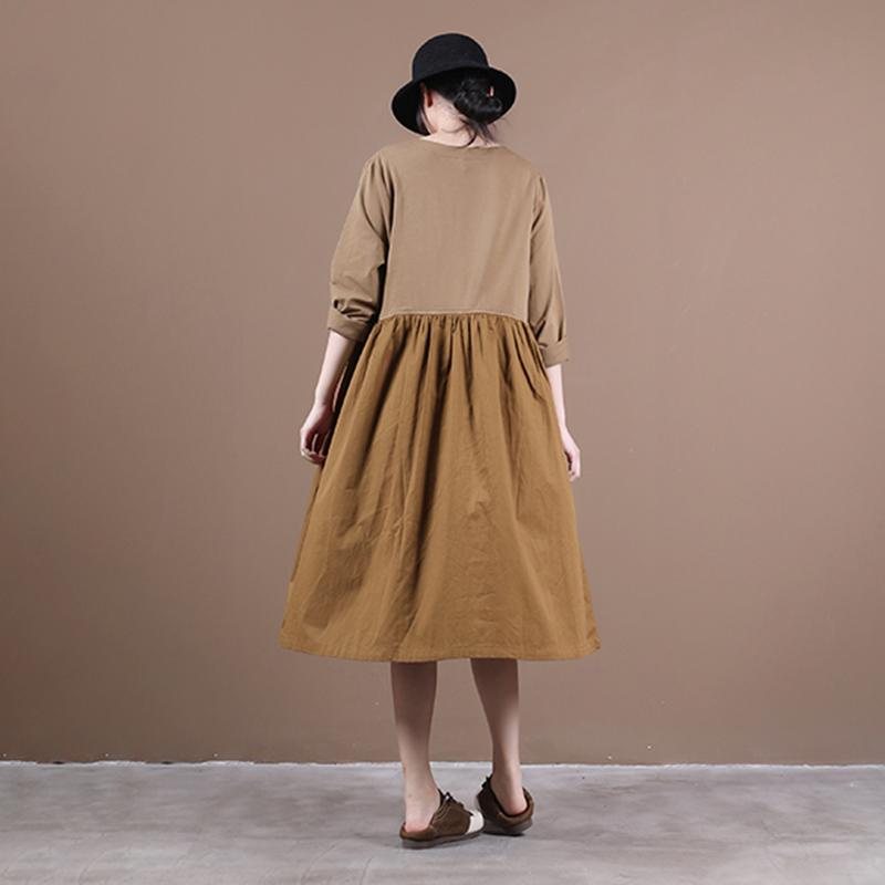 Autumn One Pocket Long Sleeve Dress