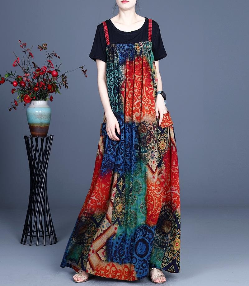 Dame Sommer Uregelmessig Tie Dye Silk Casual Dress