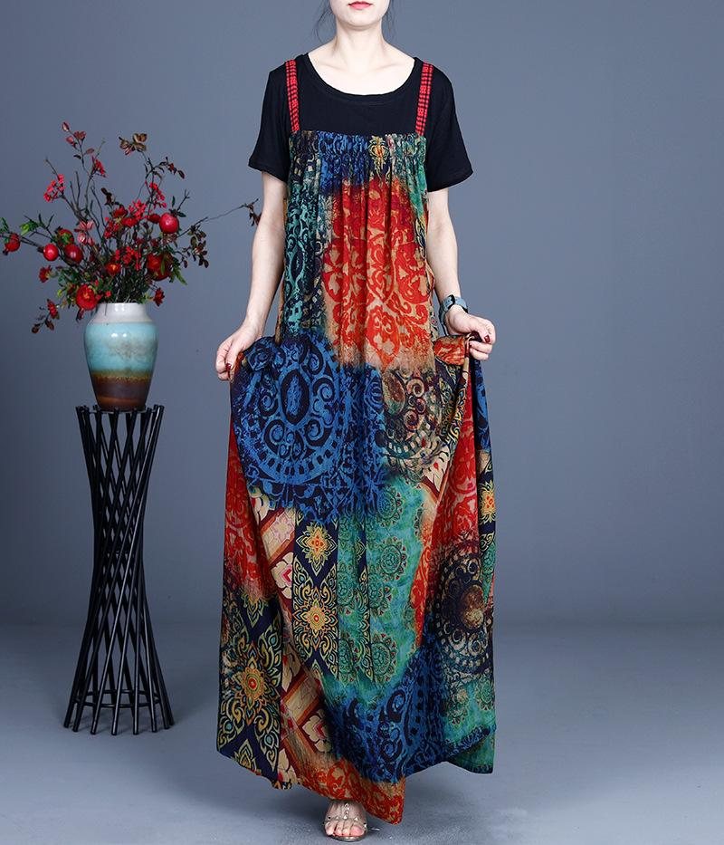 Dame Sommer Uregelmessig Tie Dye Silk Casual Dress