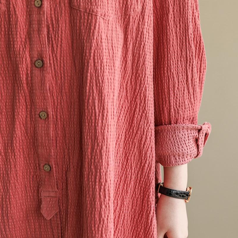 Loose Casual Bubble Cotton Lin Shirt Dress Spring