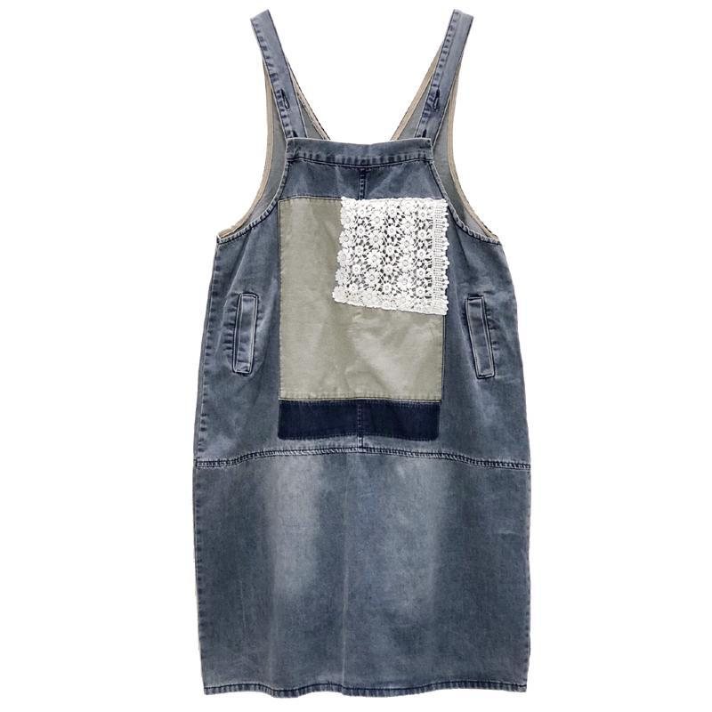 Ny Sommer Løs Denim Retro Stroppkjole