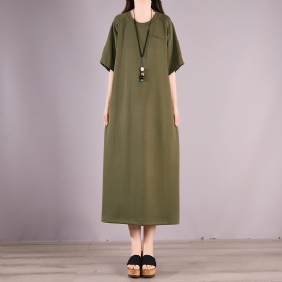 Retro Casual Sommer Solid Cotton Dress