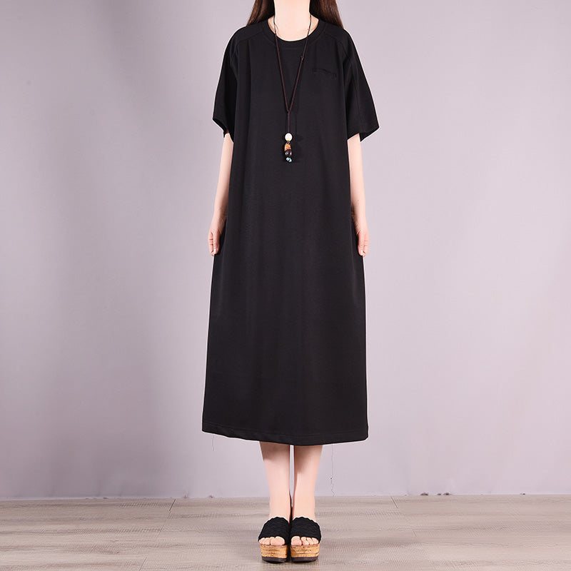 Retro Casual Sommer Solid Cotton Dress