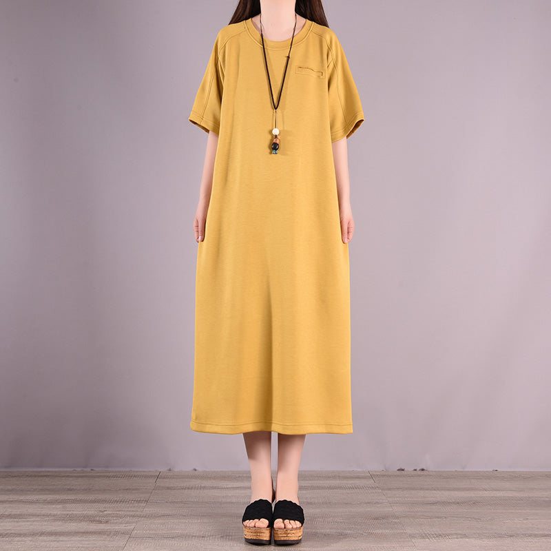 Retro Casual Sommer Solid Cotton Dress