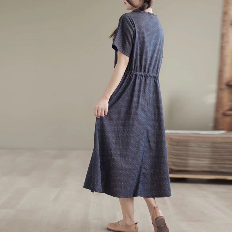 Sommer Comfy Loose Retro Linen Cotton Denim Dress