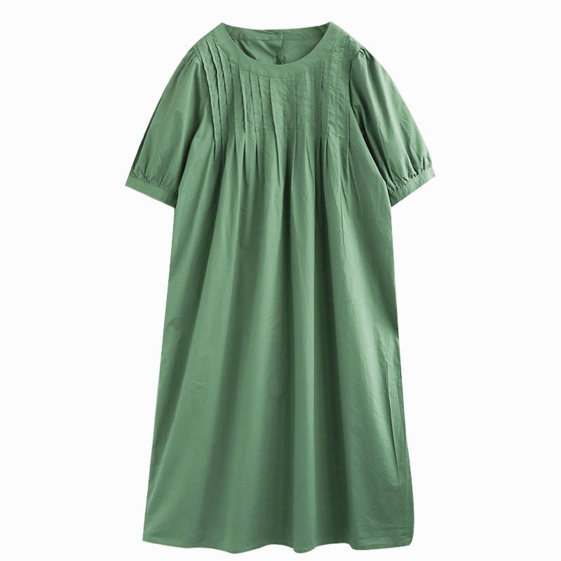 Sommer Løs Vintage Puff Sleeve Cotton Dress