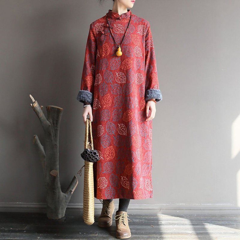 Ståkrage Leaf Printed Fleece Dress