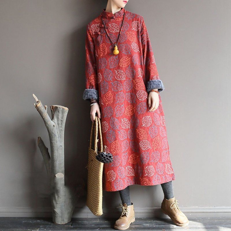 Ståkrage Leaf Printed Fleece Dress