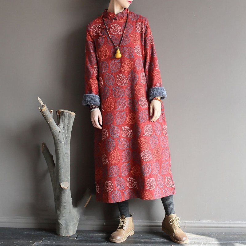 Ståkrage Leaf Printed Fleece Dress