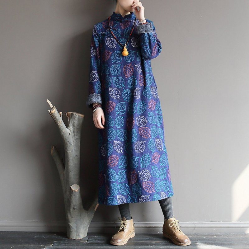 Ståkrage Leaf Printed Fleece Dress