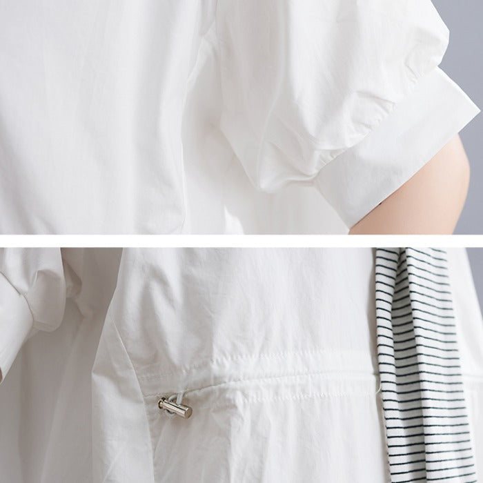 Summer Plain Loose Cotton Vintage Midi-kjole