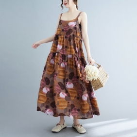 Summer Retro Floral Løs Casual Holiday Sling Dress