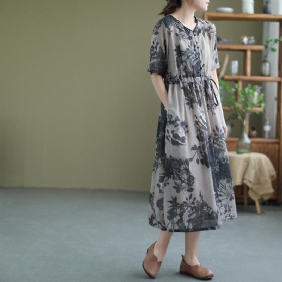 Summer Retro Pullover Chiffon Floral Dress