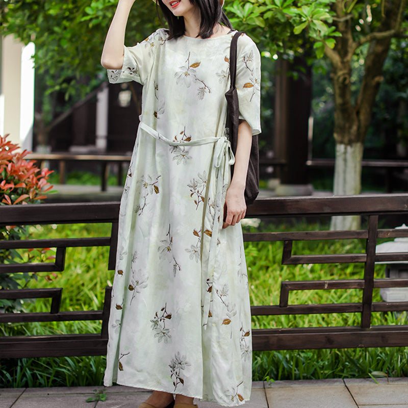 Summer Vintage Floral Tencelfabric Casual Dress