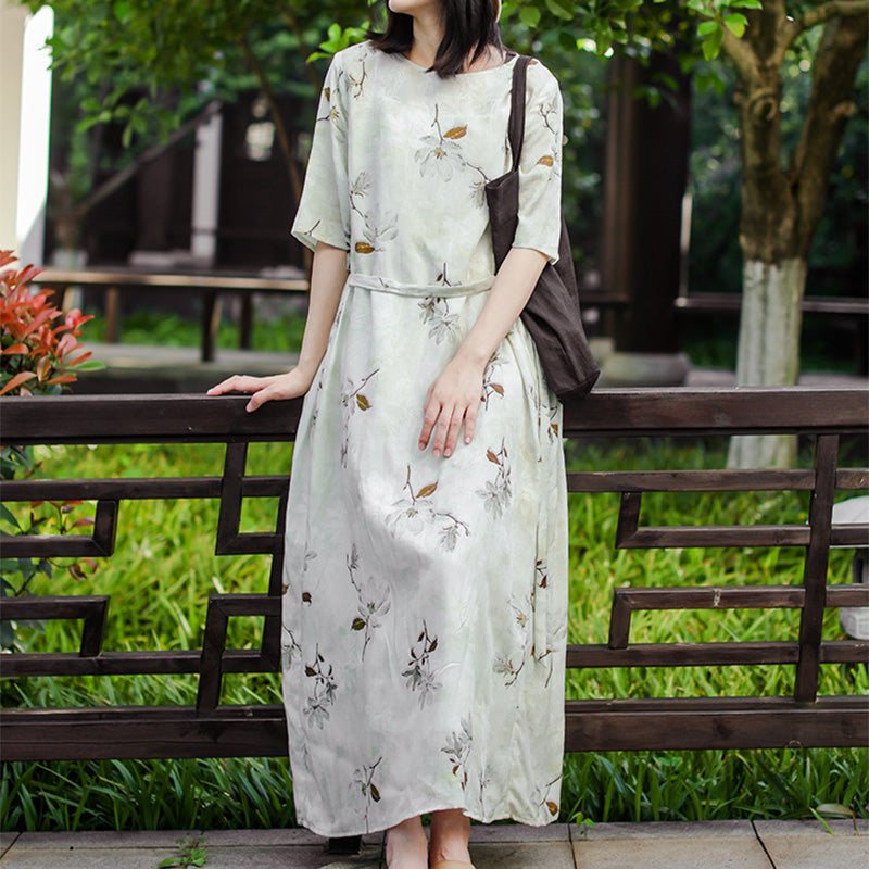 Summer Vintage Floral Tencelfabric Casual Dress