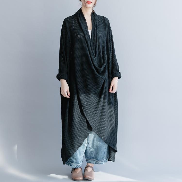 Svart Kors Hengende Strikket Kjole Robes Zen Stil Kunst For Kvinner