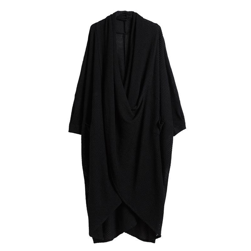 Svart Kors Hengende Strikket Kjole Robes Zen Stil Kunst For Kvinner