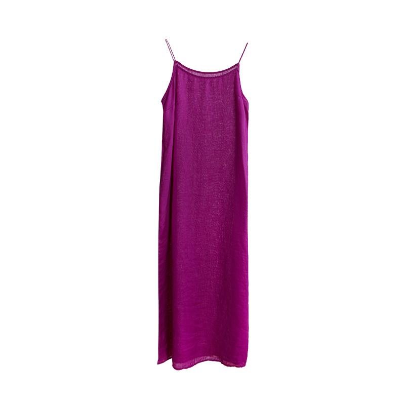 Vår Sommer Rose Rød Lin Sling Dress