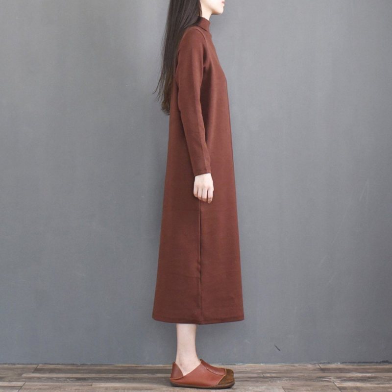 Vintage Loose Casual Turtleneck Strikket Kjole