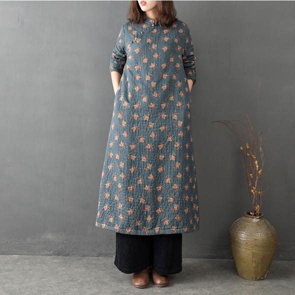 Vintage Loose Floral Cotton Dress I Kinesisk Stil