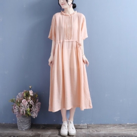 Vintage Summer Cotton Lin Stripe Dress