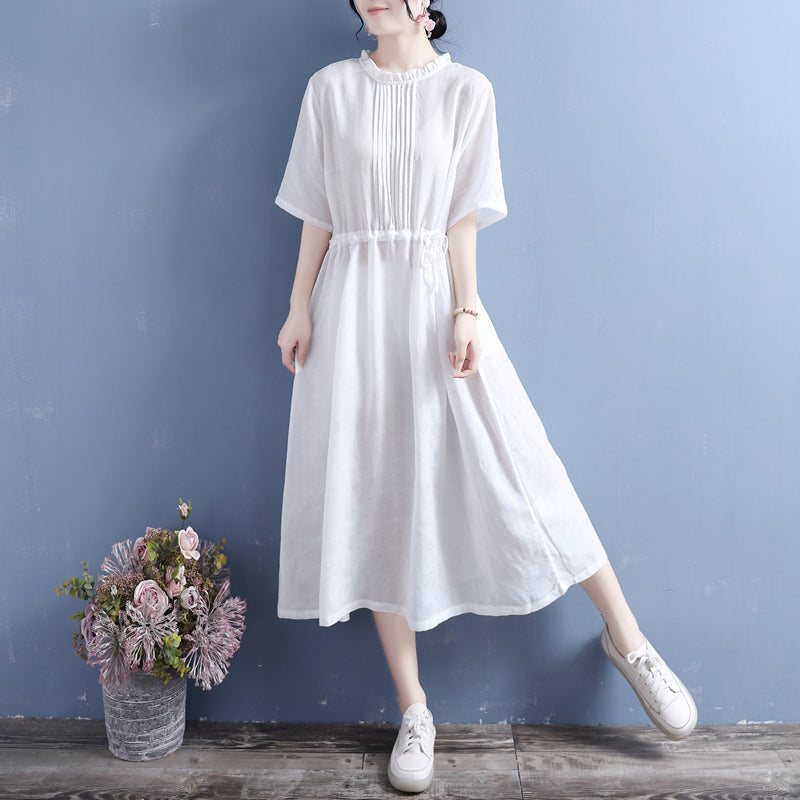 Vintage Summer Cotton Lin Stripe Dress