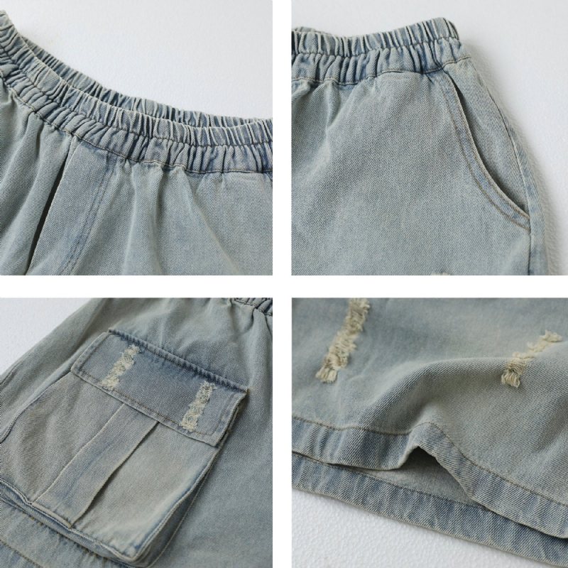 Dame Retro Løs Sommer Denim Shorts I Bomull