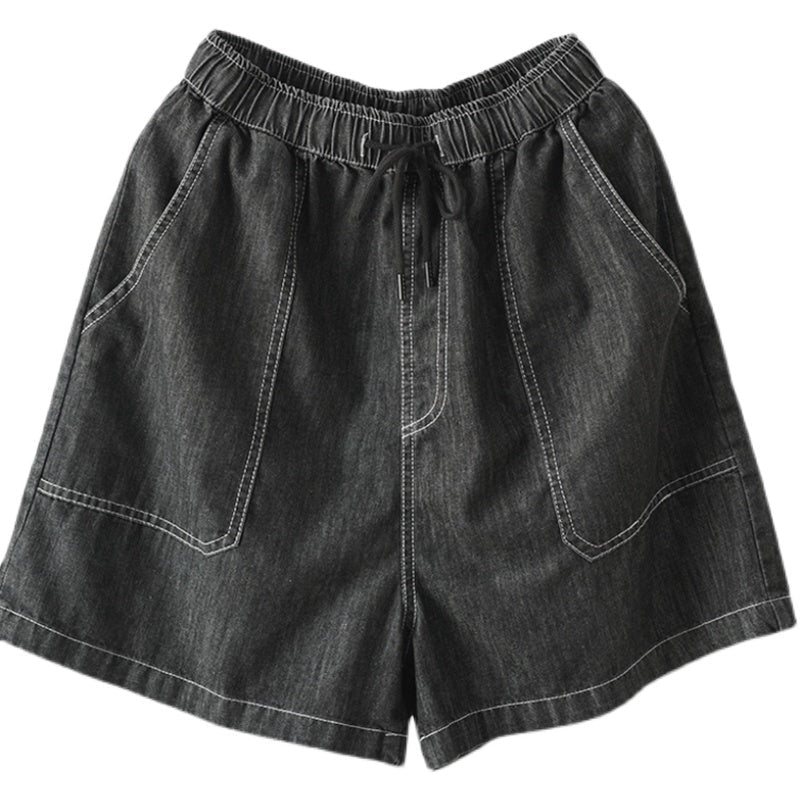 Dame Retro Løs Sommer Denim Shorts I Bomull