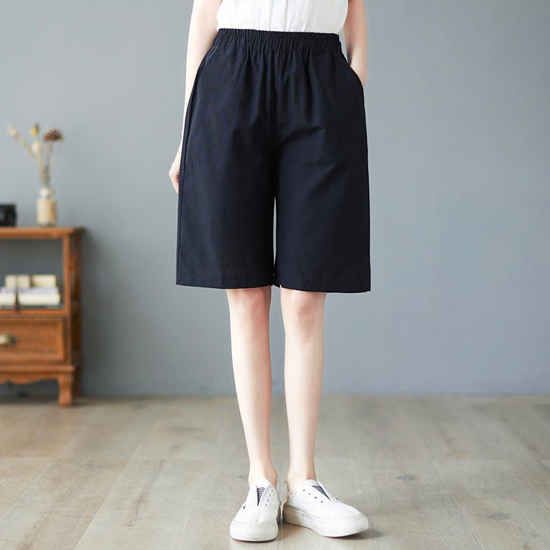 Dame Sommer Høy Midje Lin Casual Shorts