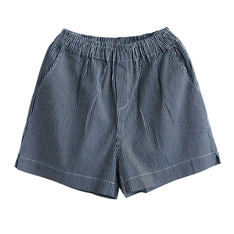 Dame Sommer Loose Stripe Cotton Denim Shorts