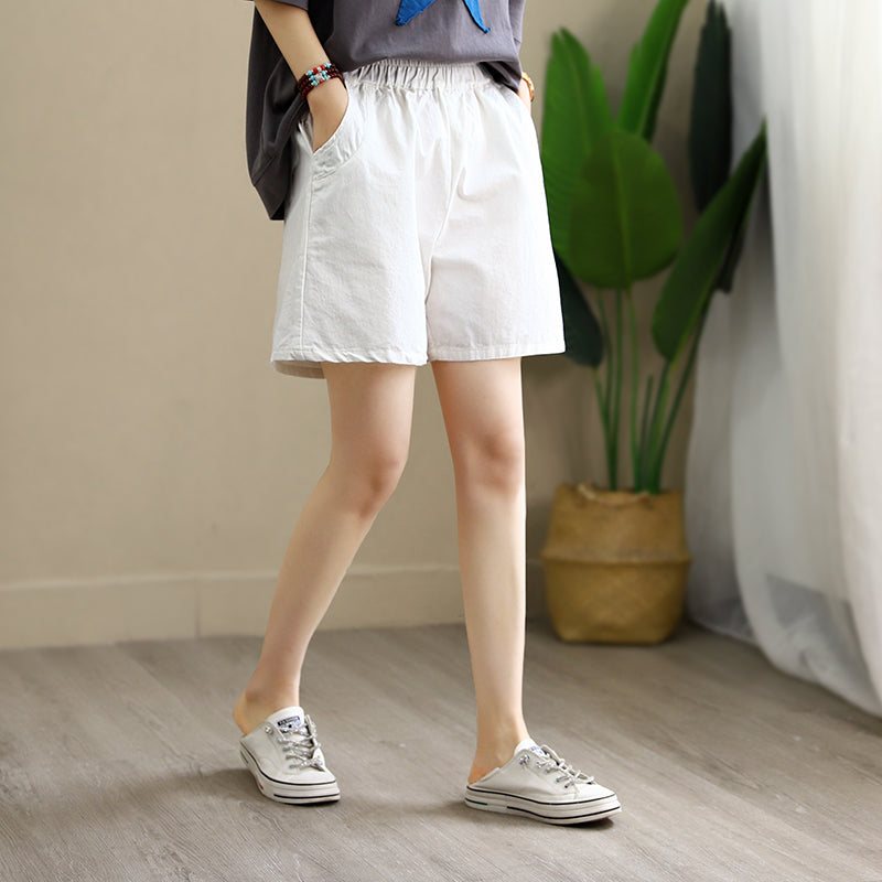 Dame Sommer Løse Solid Cotton Shorts