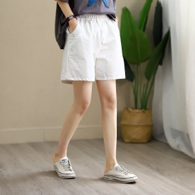 Dame Sommer Løse Solid Cotton Shorts