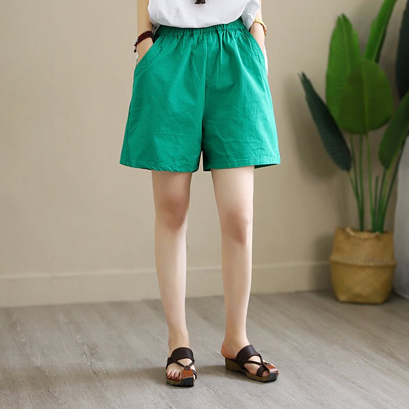 Dame Sommer Løse Solid Cotton Shorts