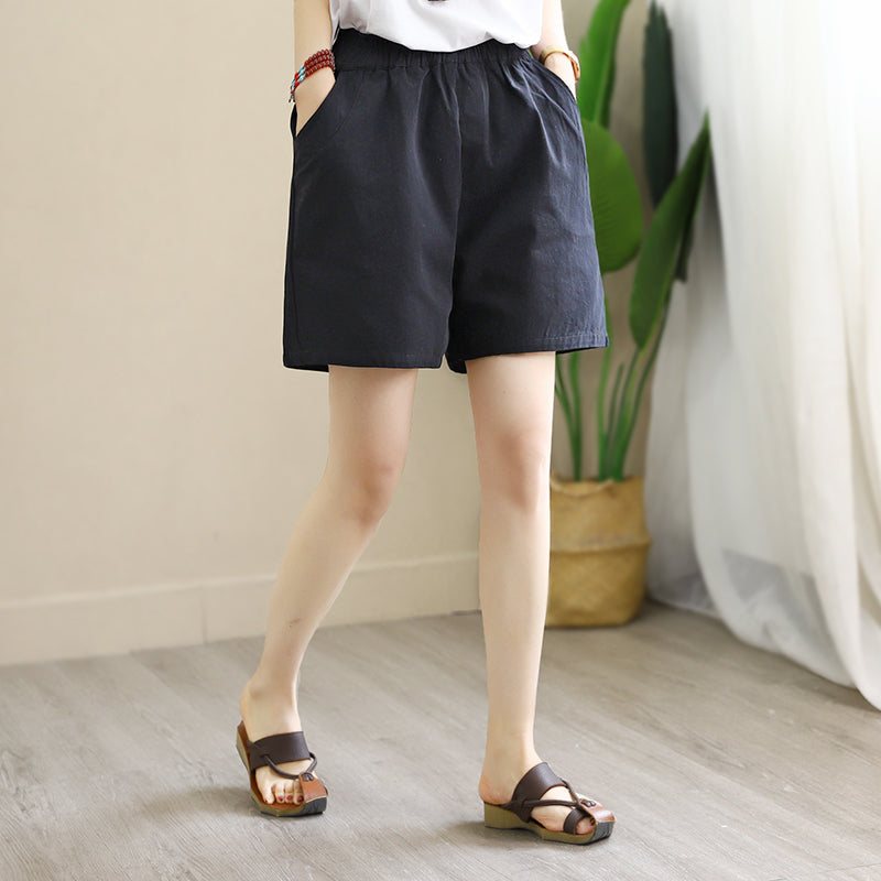 Dame Sommer Løse Solid Cotton Shorts