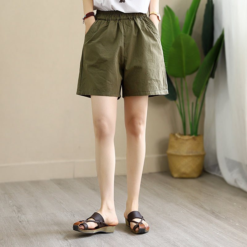 Dame Sommer Løse Solid Cotton Shorts