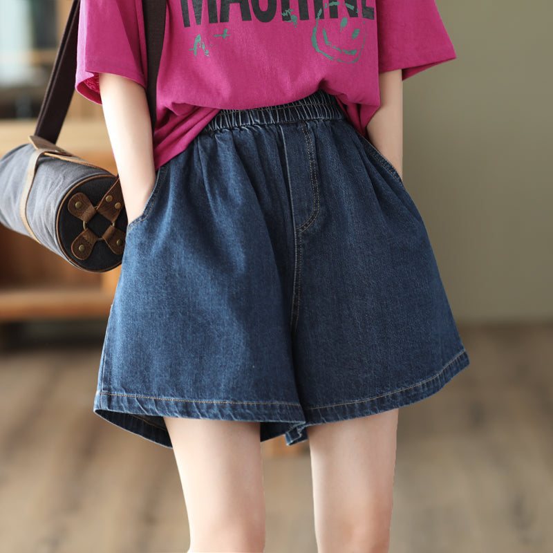 Dame Summer Retro Loose Cotton Denim Shorts