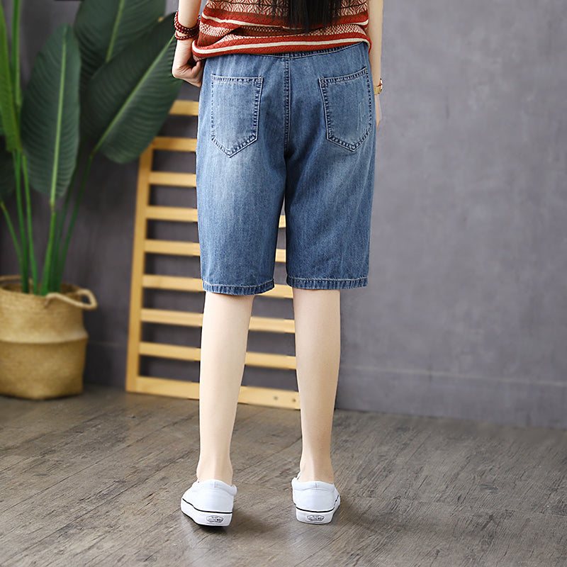 Dame Summer Vintage Brodery Cotton Denim Shorts