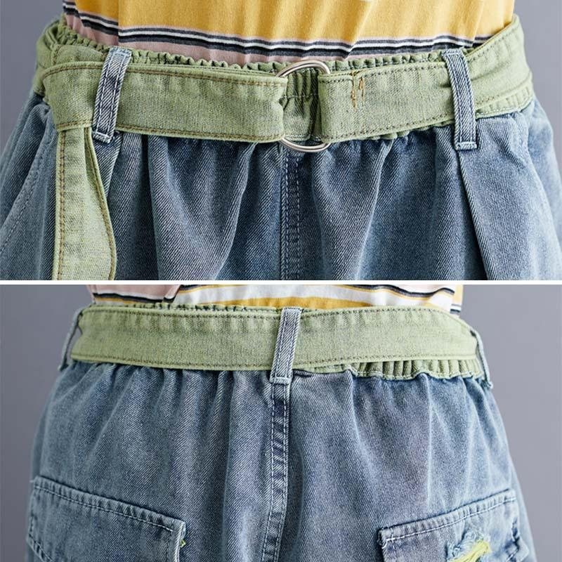 Sommer Løs A-line Bomulls Denimshorts