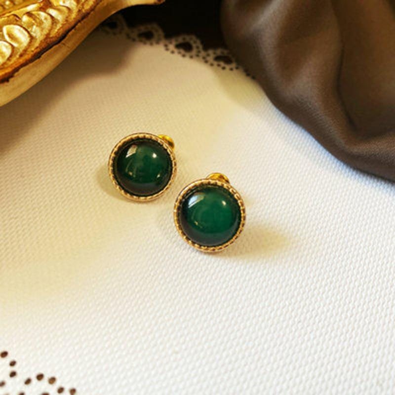 Emerald Vintage Grønne Franske Øredobber