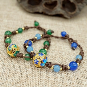 Retro Etnisk Cloisonne Chalcedony Armbånd