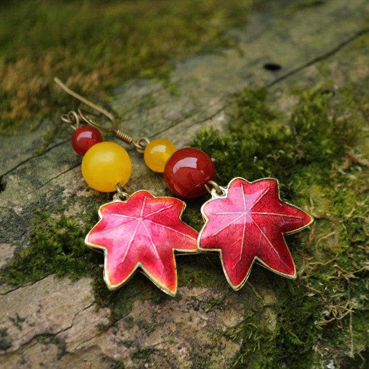 Vintage Boho Style Maple Leaf Øredobber