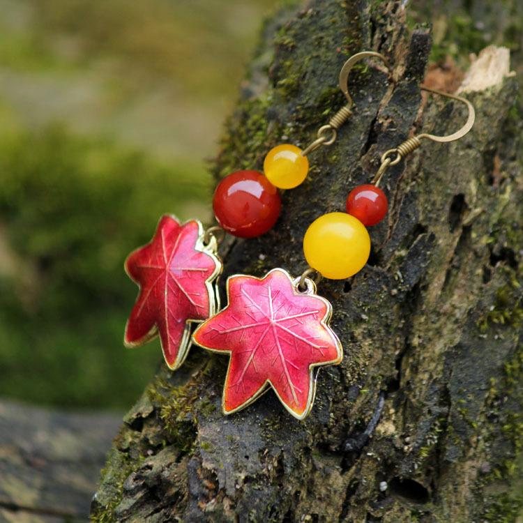 Vintage Boho Style Maple Leaf Øredobber