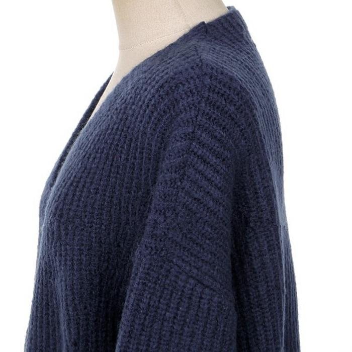 Enkel Mohair Ull Mellomlang Strikket Cardigan